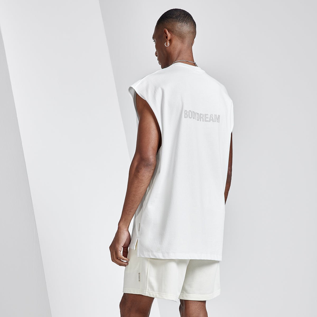 Daydreamer Logo Printed Cut Off White Tank Top   0cm