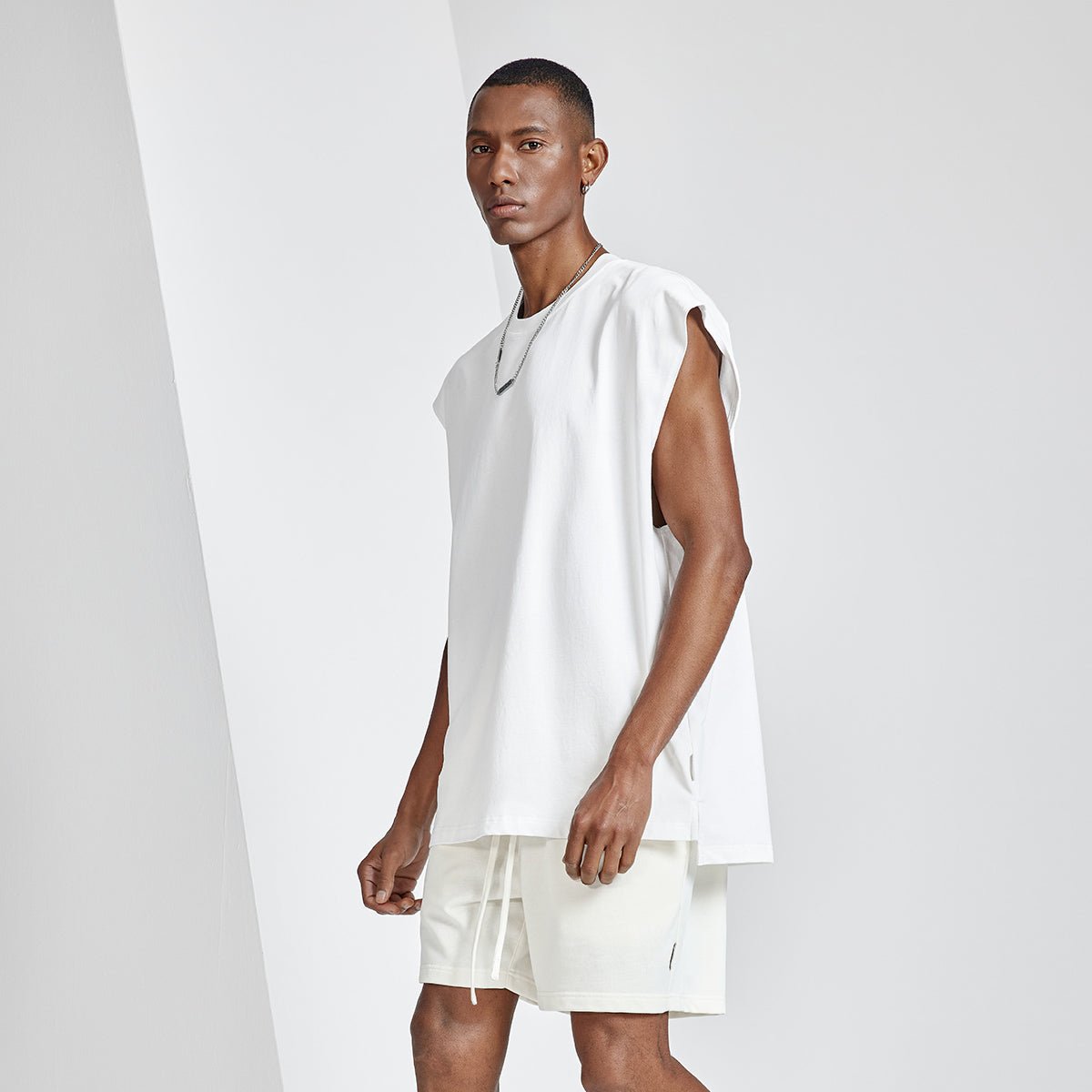 Daydreamer Logo Printed Cut Off White Tank Top   0cm