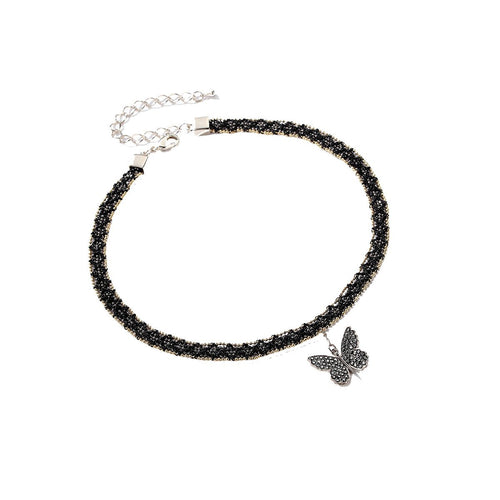 Dazzling Butterfly Black Lace Necklace   0cm