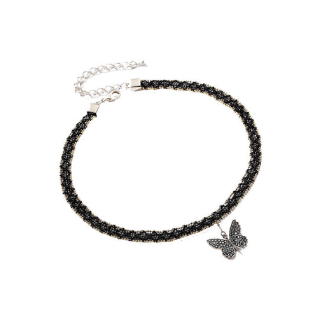 Dazzling Butterfly Black Lace Necklace