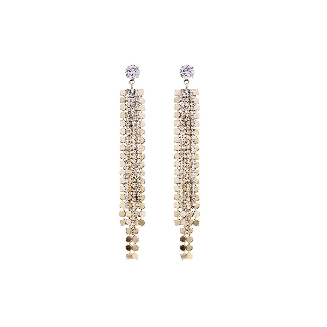 Diamante Waterfall Gold Earrings - 0cm