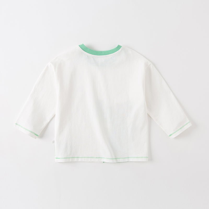 Dinosaur Graffiti Boy Long Sleeve Green Tee   0cm