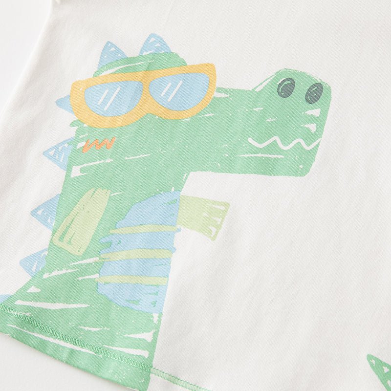 Dinosaur Graffiti Boy Long Sleeve Green Tee   0cm
