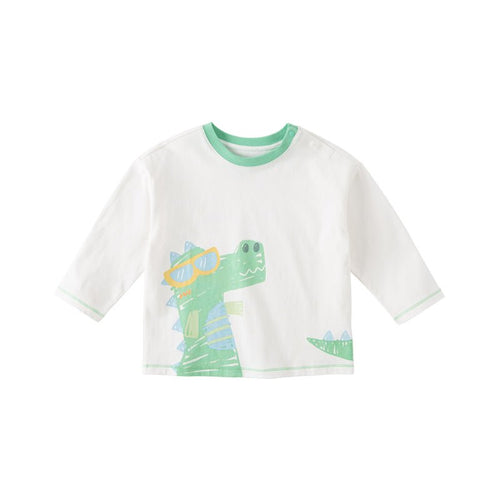 Dinosaur Graffiti Boy Long Sleeve Green Tee   0cm