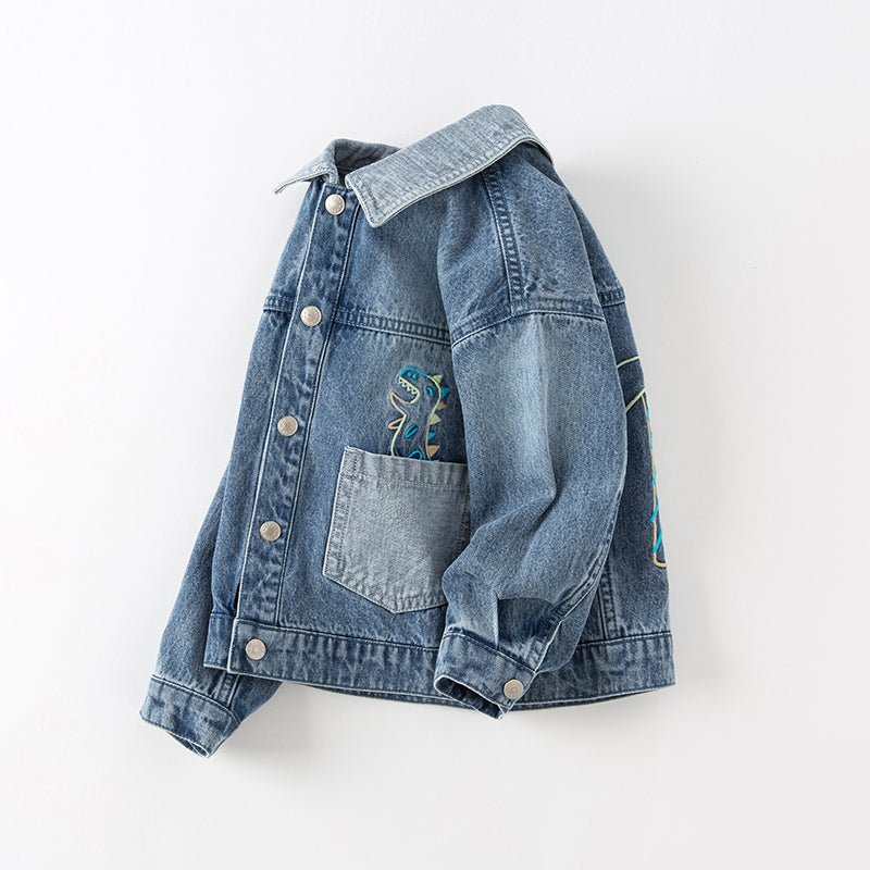 Dinosaur Haunt Unisex Blue Denim Jacket   0cm