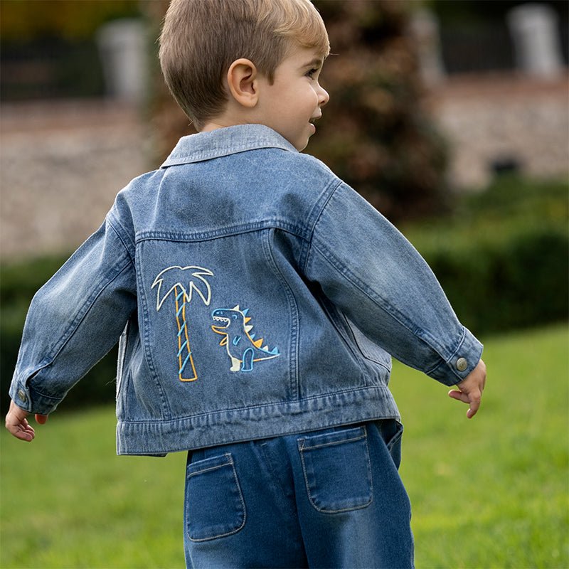 Dinosaur Haunt Unisex Blue Denim Jacket   0cm