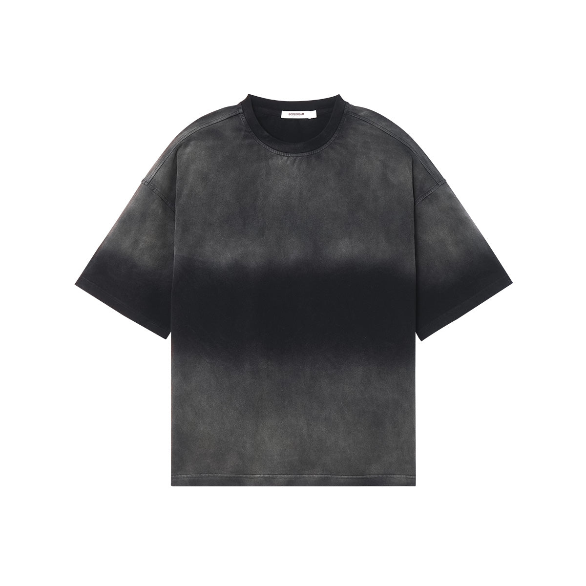 Distressed-effect Gradient Oversized Charcoal Tee - 0cm