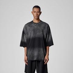 Distressed-effect Gradient Oversized Charcoal Tee