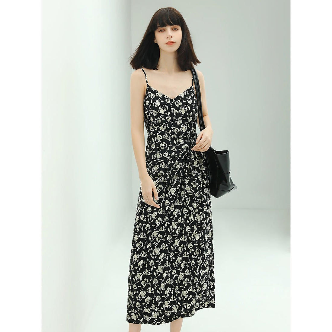 Doci Flower High Waist Black Slip Dress - 0cm
