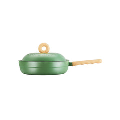 Donut Lightweight 28cm Green Non-stick Enamel-coated Frying Pan - A Dash of Girlish Delight