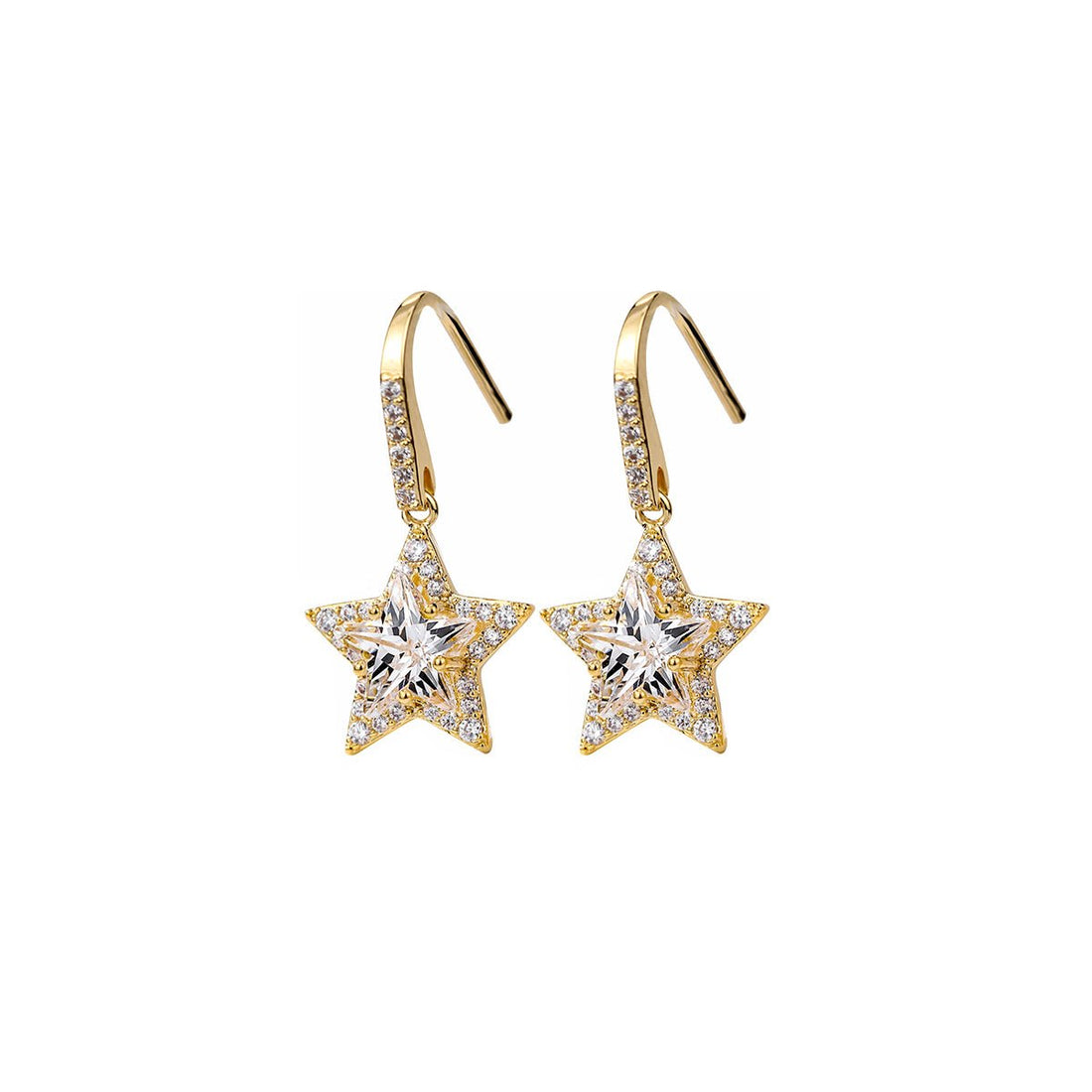 Double Stars White Earrings - 0cm
