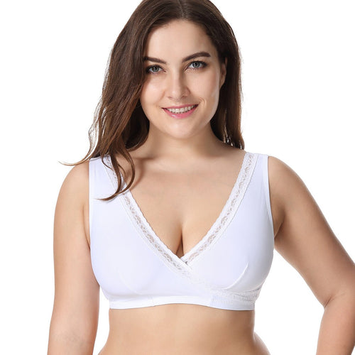 Easy Pull aside Wireless Breastfeeding Support White Nursing Bra
