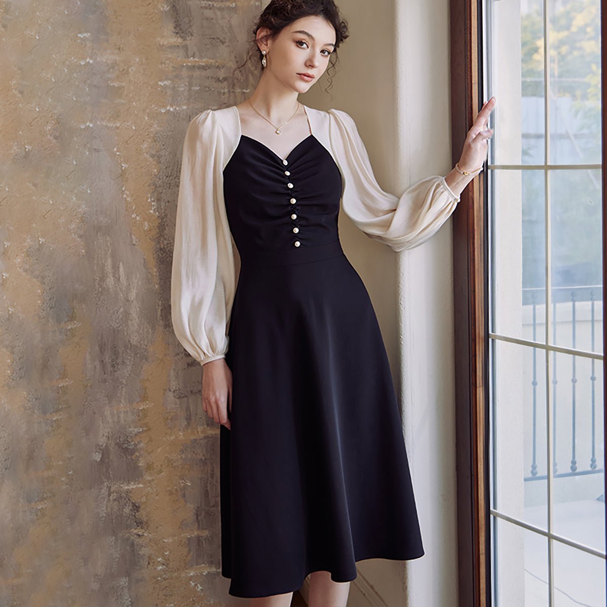 Elegant Black A Line Dress   0cm