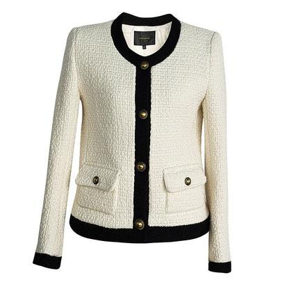 Elegant French Tweed White Jacket - 0cm
