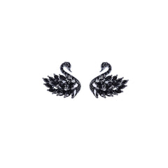 Elegant Swan Black Earrings