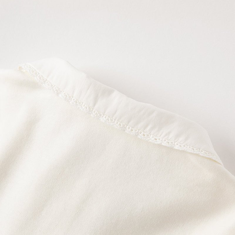 Embellished Flower Ruffled Girl Long Sleeve White Polo   0cm