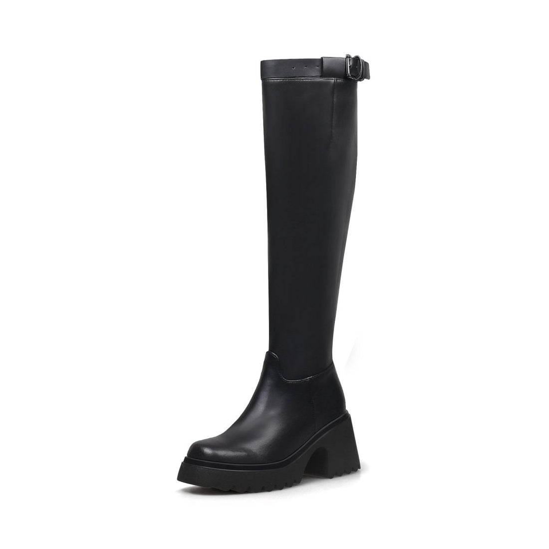 Equestrian Inspired Black Knee-high Boots - 0cm