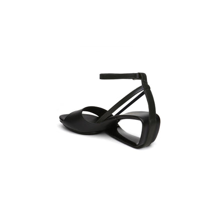 Express Way Hollow Heel Black Sandals - 0cm