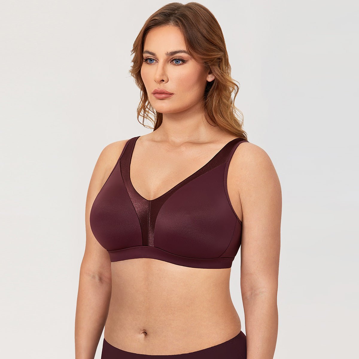 Extra Stretch Wireless Unlined Support Maroon Full Coverage Bra   0cm