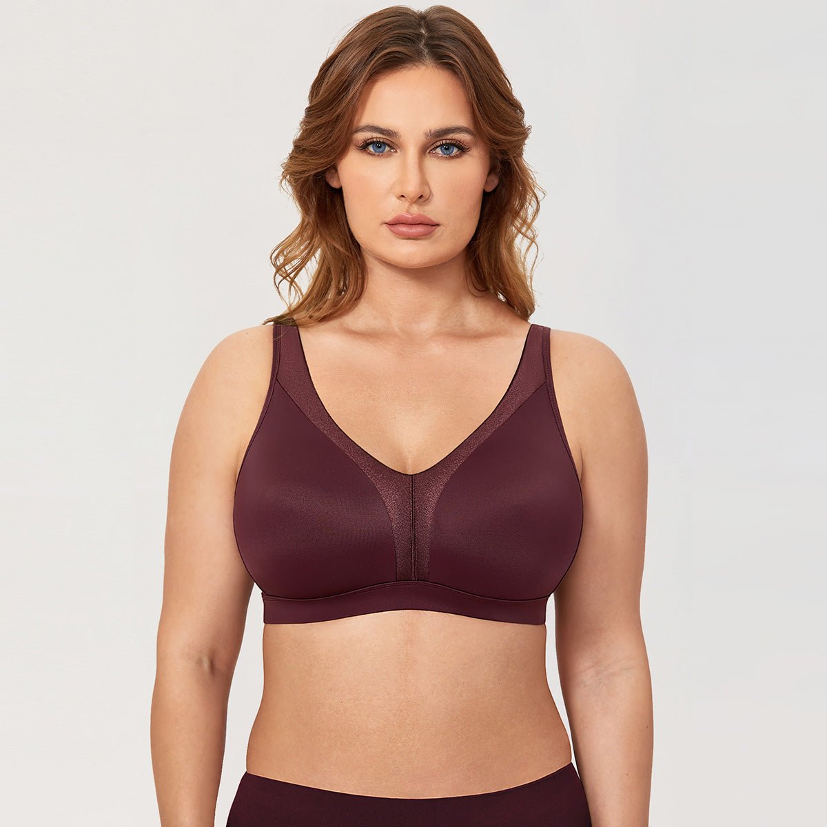 Extra Stretch Wireless Unlined Support Maroon Full Coverage Bra