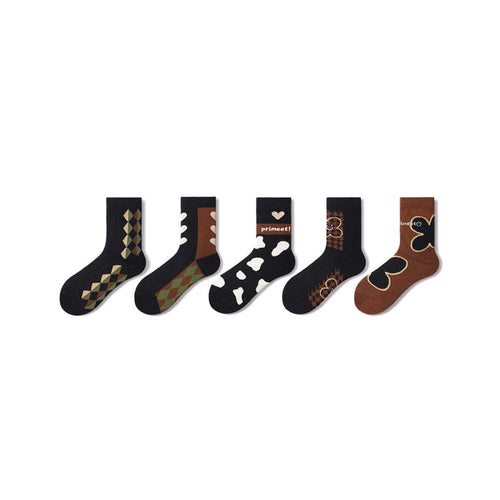 Fall Foliage All season Women 5pcs Crew Socks Set