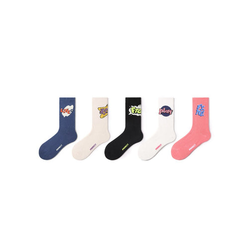 Fine Life All season Unisex Sport 5pcs Crew Socks Set