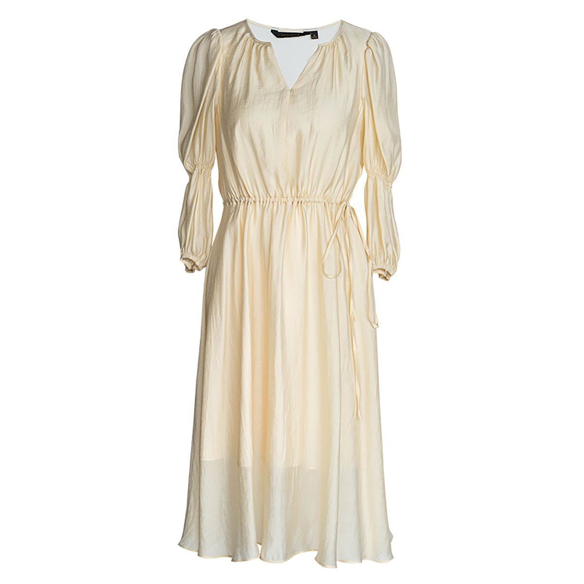 Fit and Flare Yellow V Neck Dress   0cm