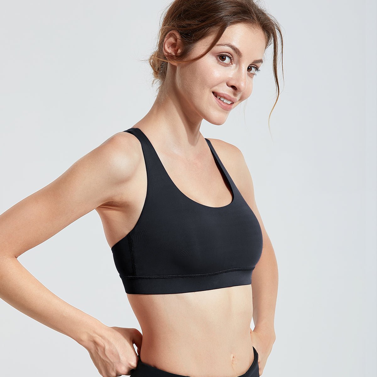 Fitness First Criss Cross Back Black Workout Bra   0cm