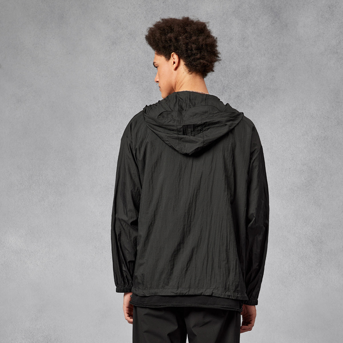 Flashback Zip UPF50+ Sun-protective Black Hooded Windbreaker Jacket - 0cm
