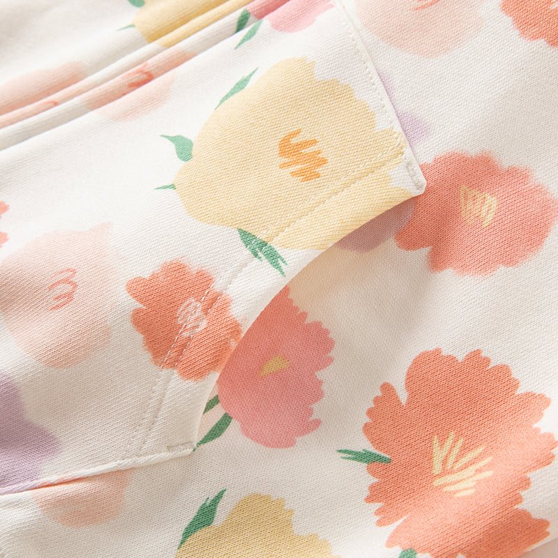 Flourishing Flowers Girl Zip Through Floral Hooded Jacket   0cm