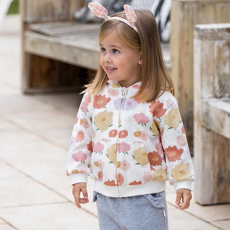 Flourishing Flowers Girl Zip Through Floral Hooded Jacket   0cm