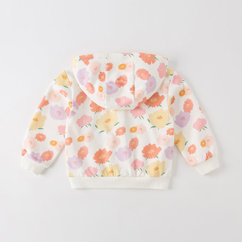 Flourishing Flowers Girl Zip Through Floral Hooded Jacket   0cm