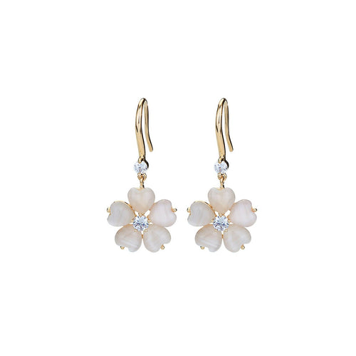 Flower Bone Gold Earrings