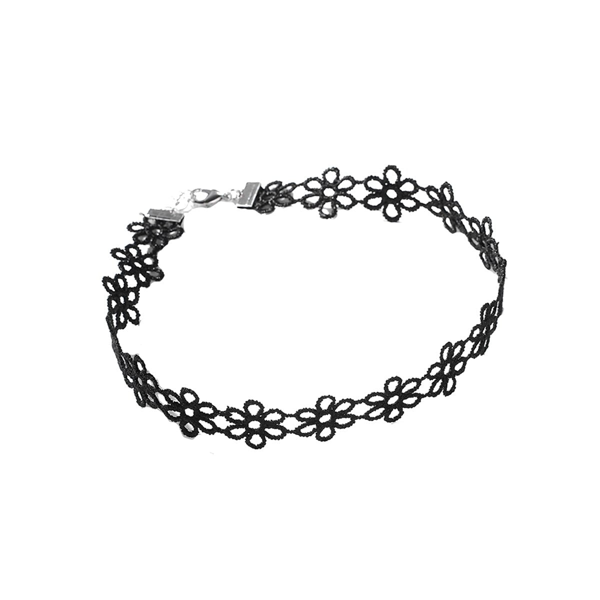 Flower Chain Black Lace Choker   0cm