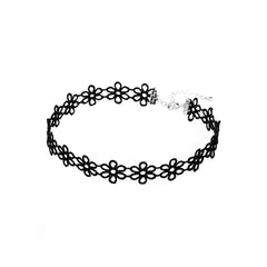 Flower Chain Black Lace Choker