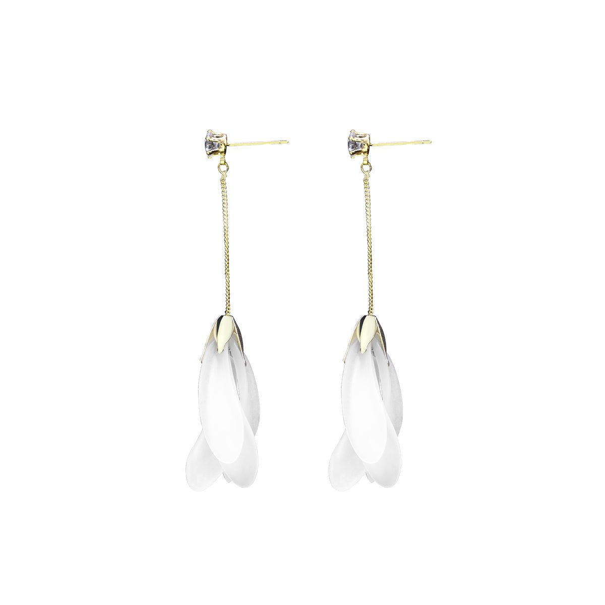 Flower Drop White Earrings