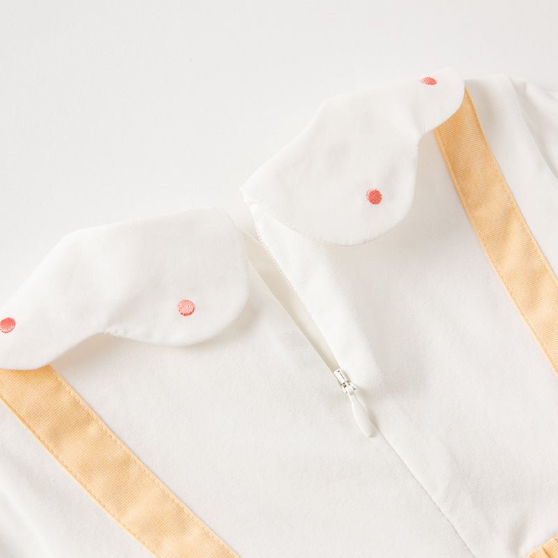 Flower Embroidery Two piece Girl Orange Smocking Dress & Pants Set   0cm