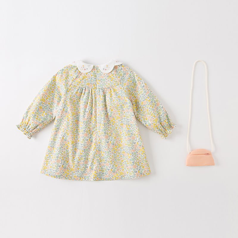 Flower Land Ruffle Girl Floral Dress With Purse   0cm