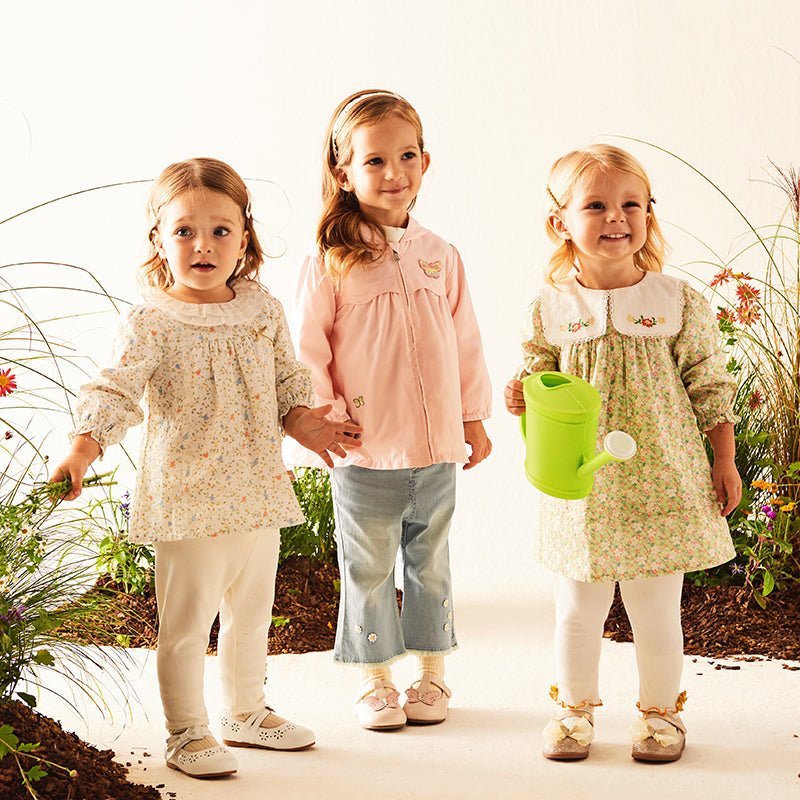 Flower Sea Girl Two piece Floral Contrast Collar Top & Ribbon Detail Pants Set   0cm