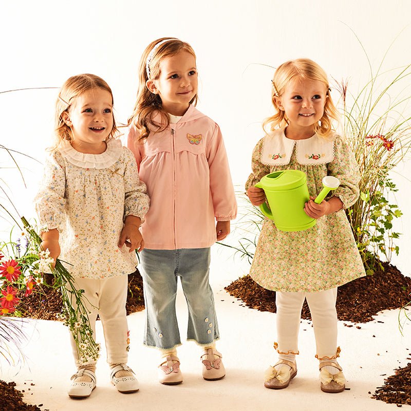 Flower Sea Girl Two piece Floral Contrast Collar Top & Ribbon Detail Pants Set   0cm