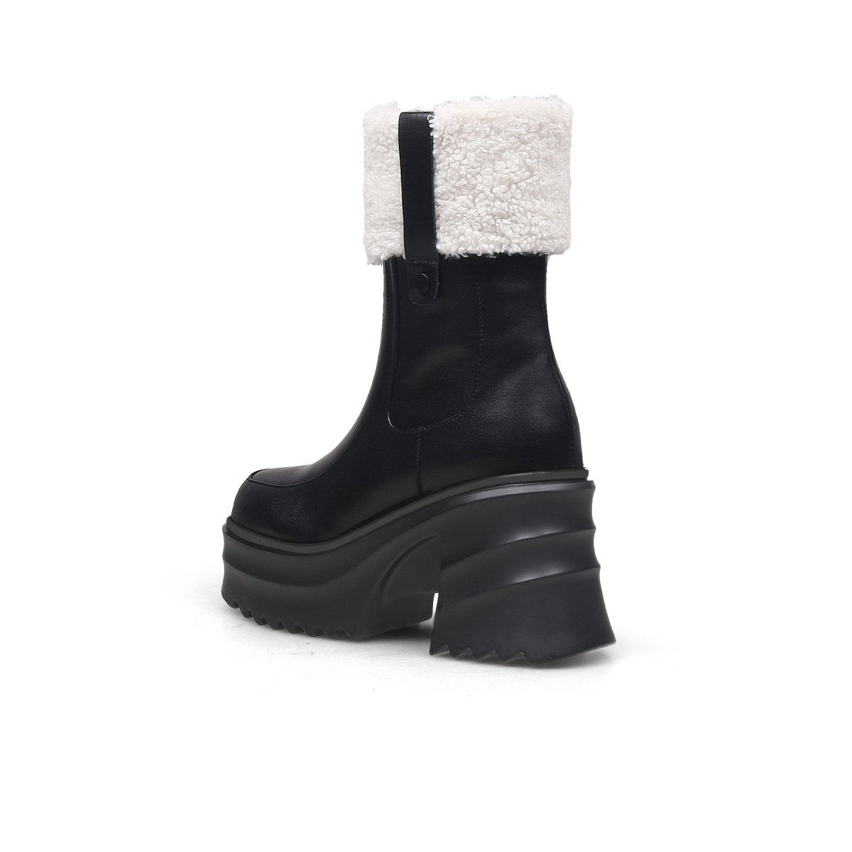 Fluffy Wrap Black Boots - 0cm