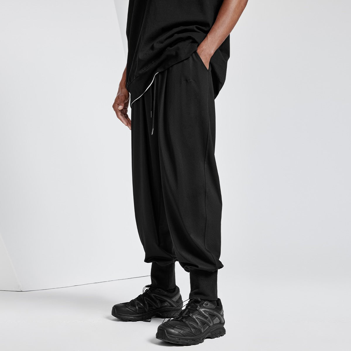 Fluid Cuffed Black Track Pants   0cm