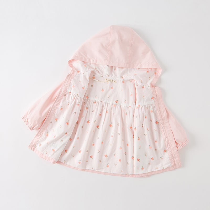 Flying Butterfly Girl Zip Up Pink Hooded Coat   0cm