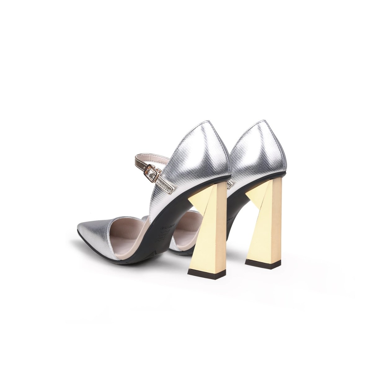 Forever Ponited-toe Trape-heel Silver Pumps - 0cm