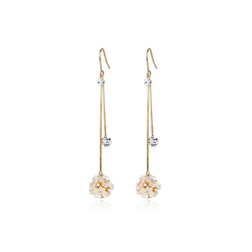 Four leaf Flower Ball Gold Earrings