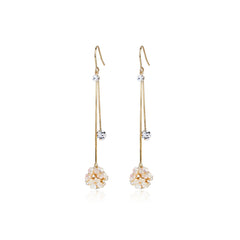 Four-leaf Flower Ball Gold Earrings