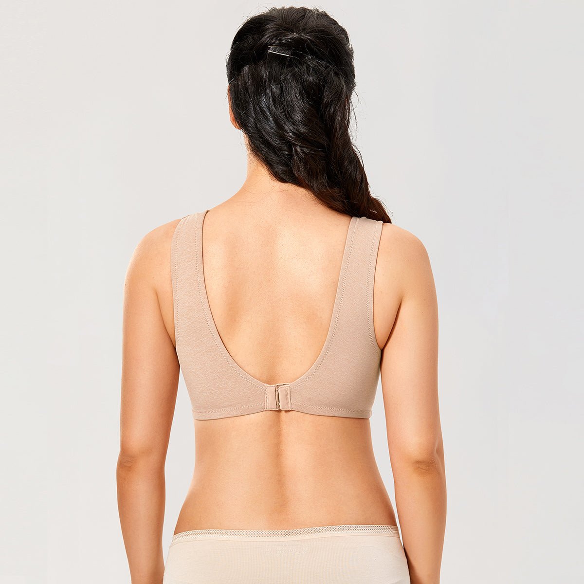 Front Crossover Wireless Breastfeeding Support Nude Nursing Bra   0cm