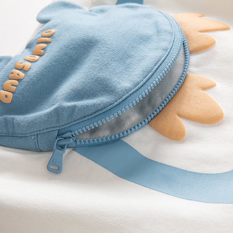 Front Zip Dinosaur Purse Boy Long Sleeve Blue Sweater   0cm