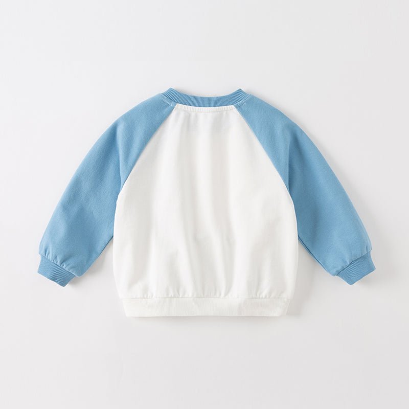 Front Zip Dinosaur Purse Boy Long Sleeve Blue Sweater   0cm