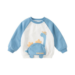 Front Zip Dinosaur Purse Boy Long Sleeve Blue Sweater